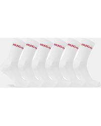 HUGO - Ribbed Logo 6-Pack Crew Socks - Lyst