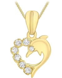 Be You - 9ct Cz Dolphin Heart Necklace - Lyst