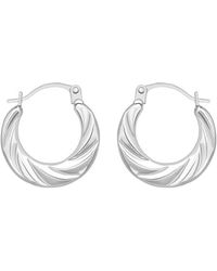 Be You - 9ct White Gold Min Twist Hoops - Lyst