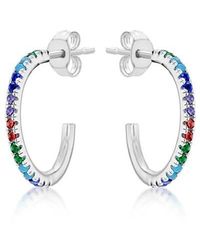 Be You - Sterling Multi-coloured Cz Hoops - Lyst