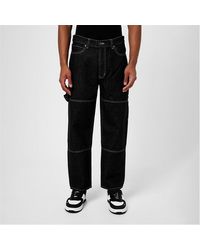 HUGO - Loose-fit Jeans In Black Japanese Rigid Denim - Lyst
