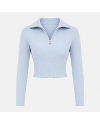 I Saw It First - 1/4-Zip Long-Sleeve Funnel-Neck Knitted Top - Lyst