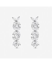 Jon Richard - Rhodium Plated Cubic Zirconia Floral Earrings - Lyst