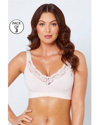 Be You - Pack /white/nude Lace Trim Comfort Bra - Lyst