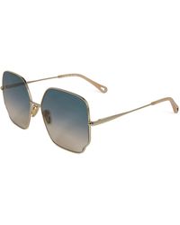 Chloé - Hexagonal Lens Full Rim Retro Sunglasses - Lyst