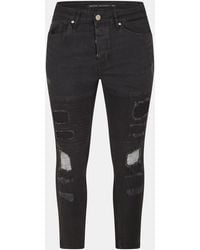 Brave Soul - Wash Biker Jean With Cut Out Knees - Lyst