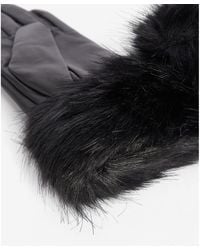 Barbour - Fur Trim Leather Gloves - Lyst