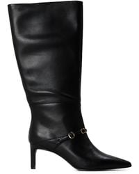 HUGO - Knee-High Stiletto Boots With Metal Logo Details (Devany) - Lyst