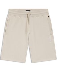BOSS - Fleece Jogger Shorts With Logo Detail - Lyst