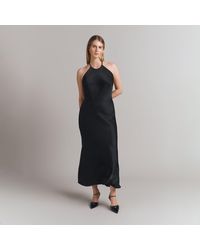 Ghost Meryl Olive Satin Midi Dress in Green | Lyst UK