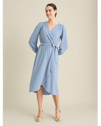 Gina Bacconi - Peyton Bow Wrap Long Sleeve Midi Dress - Lyst