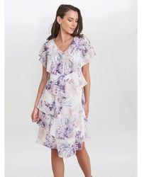 Gina Bacconi - Chloe Floral Print Tiered Dress - Lyst