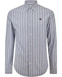 Timberland - Striped Dark Denim Long Sleeve Oxford Shirt - Lyst