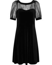 Gina Bacconi - Capri Velvet Dress With Sheer Shoulders - Lyst