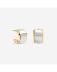 Jon Richard - Two Tone Satin Hoop Earrings - Lyst