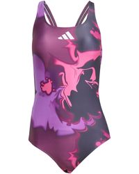 adidas - Tie-Dyed Graphic V-Back Swimsuit - Lyst