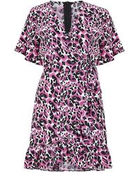 Mela London - Leopard Print Wrap Skater Dress - Lyst