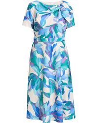 Gina Bacconi - Parker Tie Neck Print Dress - Lyst