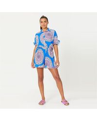 Be You - Pleated Print Shirt And Short Co-ord Set - Lyst