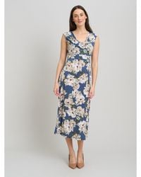 Gina Bacconi - Gina Bacconi Presley Cowl Neck Floral Midi Dress - Lyst