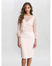 Gina Bacconi - Pippa Beaded Jacket Crepe Shift Dress - Lyst