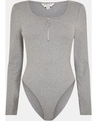Brave Soul - Long Sleeve Bodysuit With Quarter Zip - Lyst