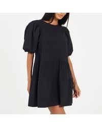 Brave Soul - Puff Sleeve Crew Neck Mini Dress - Lyst