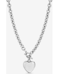 Mood - Plated And Polished Heart T-Bar Necklace - Lyst