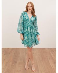 Lovedrobe - Abstract Print Maxi Sleeve Shirred Empire Waist Mini Dress - Lyst