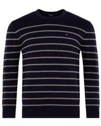 Eden Park - Striped Navy Jumper In Cable Knit - Lyst