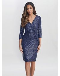 Gina Bacconi - Amanda Knot Front Sequin Dress - Lyst