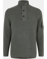 C.P. Company - Quarter Button Knitted Turtle Neck Jumper - Lyst