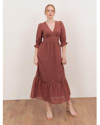 Lovedrobe - Gingham V Neck Midaxi Dress - Lyst