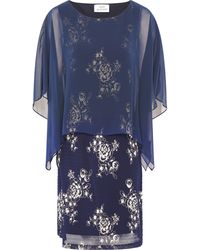 Gina Bacconi - Anne Foil Dress With Chiffon Cape - Lyst