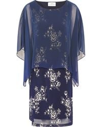 Gina Bacconi - Anne Foil Dress With Chiffon Cape - Lyst