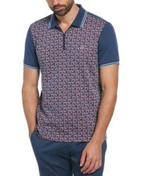Original Penguin - Jacquard Quarter-Zip Short-Sleeve Polo Shirt - Lyst