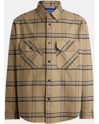 HUGO - Oversized Check Cotton Long Sleeve Overshirt - Lyst