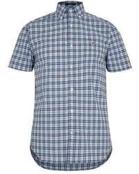 GANT - Regular Fit Micro Check Poplin Short Sleeve Shirt - Lyst