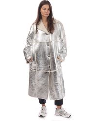 BOSS - Longline Metallic-Effect Coated Lambskin Coat - Lyst