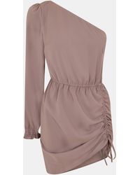 AX Paris - Mushroom One Sleeve Ruched Side Mini Dress - Lyst