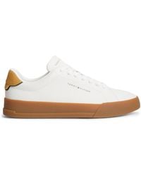 Tommy Hilfiger - Contrast Heel Court Trainers With Leather - Lyst