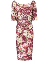 Jolie Moi Floral Half Sleeve Shift - Red