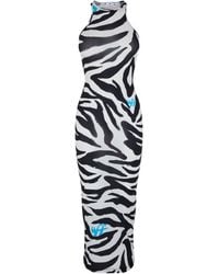 Off-White c/o Virgil Abloh - Zebra Print Long Sleeve Maxi Dress Shirt - Lyst