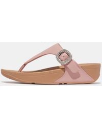 Fitflop - Lulu Crystal-Buckle Leather Toe-Post Sandals - Lyst