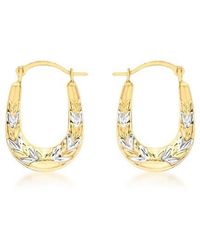 Be You - 9ct 2-colour Mini Patterned Hoops - Lyst
