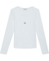 Calvin Klein - Woven Label Cotton Slim-Fit Long-Sleeve T-Shirt - Lyst