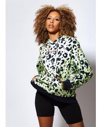 House of Holland Animal Print Hoodie In Mint - Green