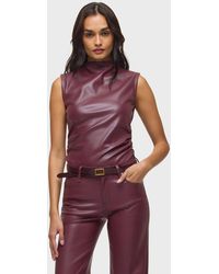 Hudson Jeans - Vegan Leather Top W Side Seam Ruching - Lyst