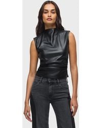 Hudson Jeans - Vegan Leather Top W Side Seam Ruching - Lyst