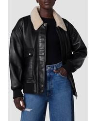 Hudson Jeans - Oversized Leather Bomber Jacket - Lyst